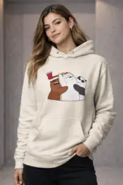 Bear Squad Chaos – Cartoon Graphic Regular Fit Hoodie