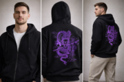 Purple Dragon Zipper Hoodie - Image 3