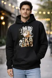 Gear 5 Luffy Anime Hoodie – Black Regular Fit - Image 2