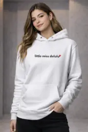 Little Miss Delulu – Pink Hoodie Regular Fit - Image 2