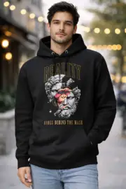 Reality Hides Behind the Mask – Black Hoodie Regular Fit - Image 2