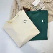 Sun & Moon Embroidered Couple Sweatshirt Set