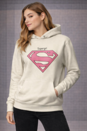 Super Girl - Off White Hoodie Regular Fit