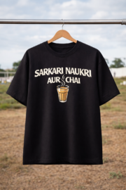 Sarkari Naukri Aur Chai – Oversized Printed T-Shirt - Image 2