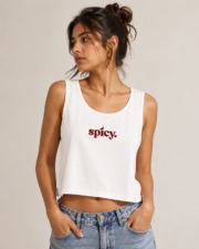 Spicy Cropped Tank Top for Women – White - Image 2