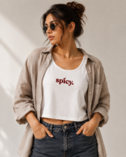 Spicy Cropped Tank Top for Women – White